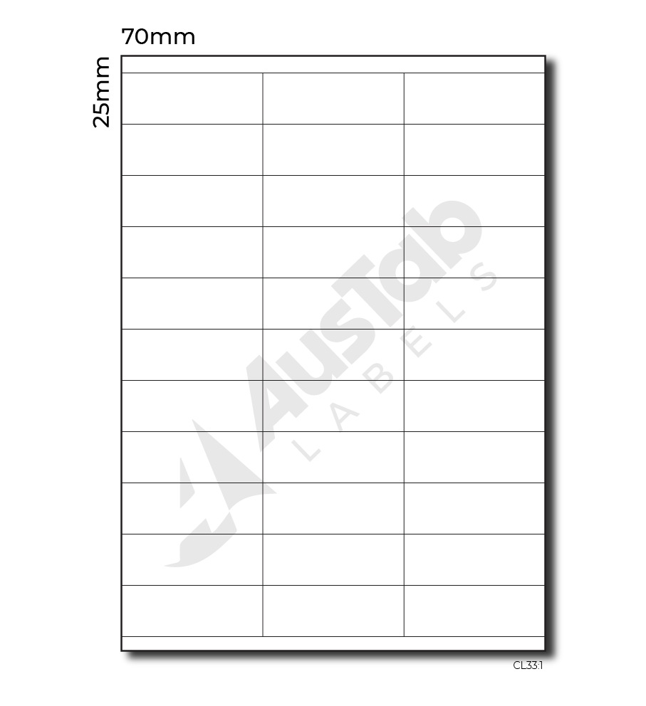 20 Labels per page (CL20:20)  Austab Labels For 33 Labels Per Sheet Template